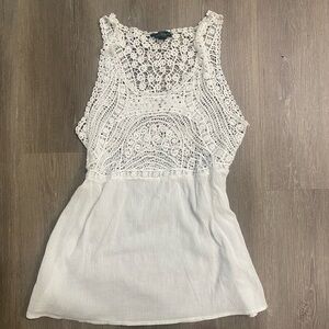 Lauren Ralph Lauren White Crochet Tank Top